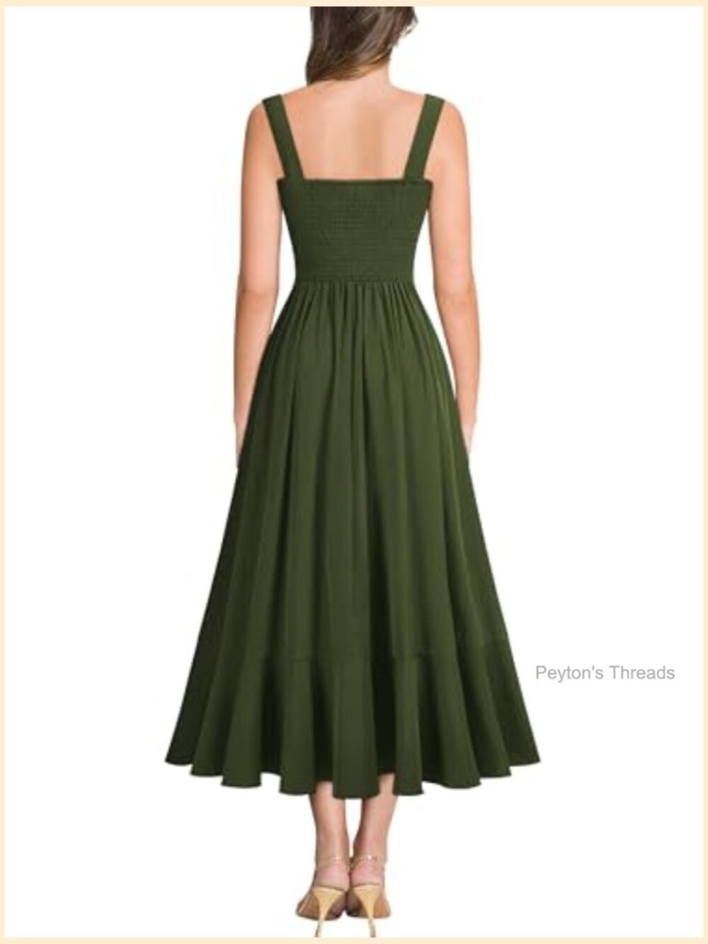 Casual V-Neck Ruffle Split Flowy A-Line Midi Cocktail Dress - Picture 2 of 7